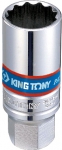 Головка свечная двенадцатигранная 3/8", 18 мм, пружинный фиксатор, KING TONY, 36A018