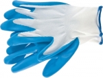 Перчатки полиэфирные с синим нитрильным покрытием маслобензостойкие, СИБРТЕХ, 67862