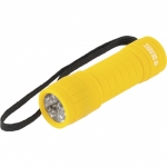 Фонарь светодиодный жёлтый корпус с мягким покрытием 9 LED 3хААА DENZEL92613