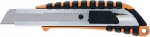 Нож, 18 мм, выдвижное лезвие металлическая направляющая , металический двухкомпонентный корпус, SPARTA, 78982