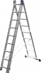 Лестница универсальная, трехсекционная со стабилизатором, 9 ступеней, СИБИН, 38833-09