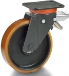 Колесо поворотное с тормозом, d = 200 мм, 500 кг, резина/алюминий, TELLURE ROTA, 727206