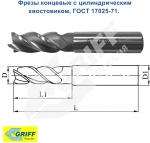 Фреза концевая 3.0х40х8 мм Р6М5 двухперая GRIFF a300017