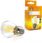 Лампа светодиодная P45 FL 4 (40) Вт 2700K E14 теплый белый свет шарик нитевидный ECOWATT 4606400206040